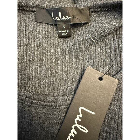 Lulus Women’s Dark Gray Stretch Ribbed Crop Racerback Tank Top Size S NWT - Picture 3 of 6